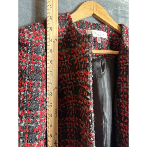 Kasper Womens Medium Tweed Plaid Open Front Blazer Jacket Made In Vietnam - Picture 4 of 8
